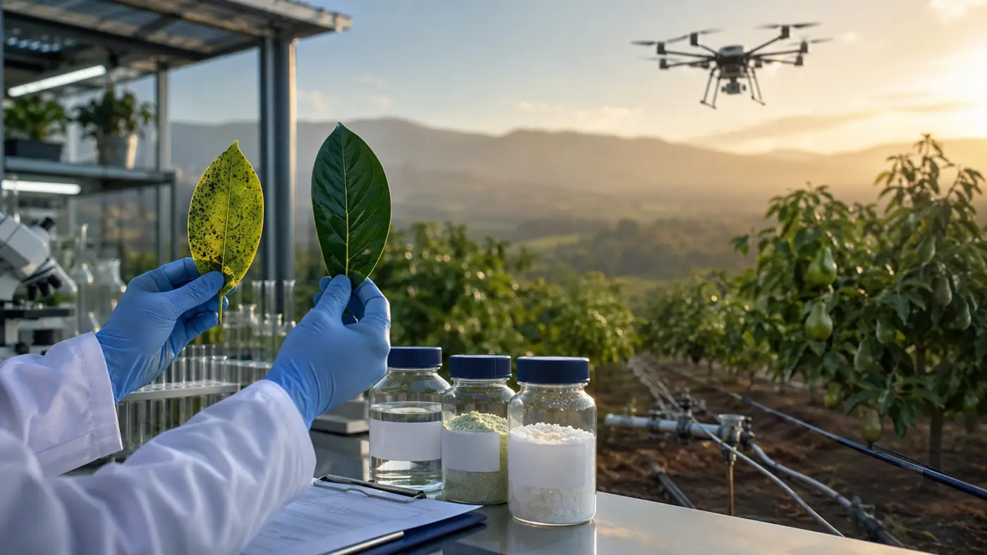 Control de calidad de fertilizantes y campo de aguacate